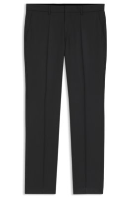 Boss Uomo Nero One Pantaloni Regular Fit In Serge Di Lana Vergine