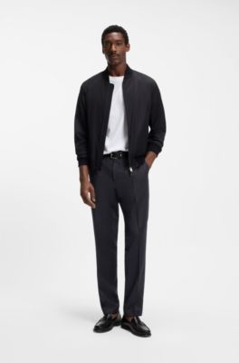 BOSS ONE Regular-fit broek van scheerwollen sergestof, Zwart