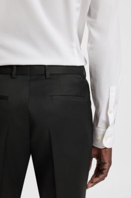Regular-fit broek van scheerwollen sergestof, Zwart