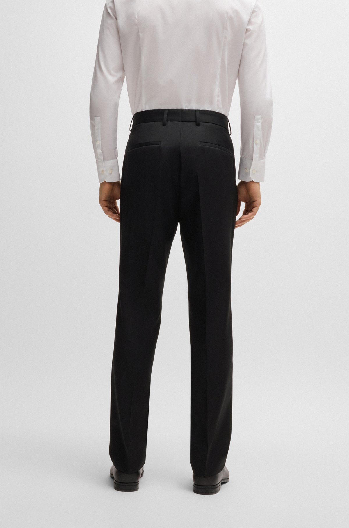 Regular-fit trousers in virgin-wool serge, Black