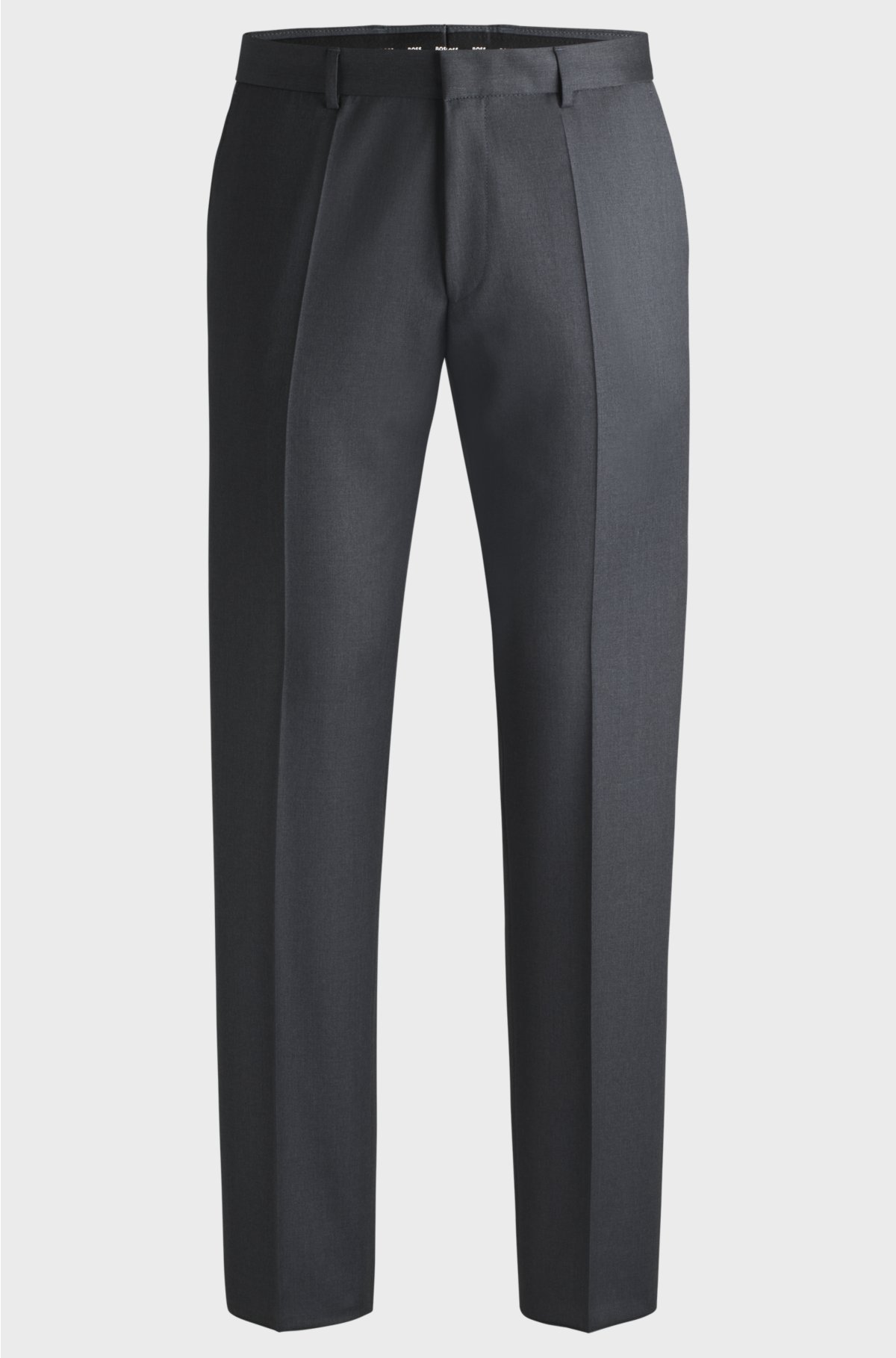 Regular-fit trousers in virgin-wool serge, Dark Grey