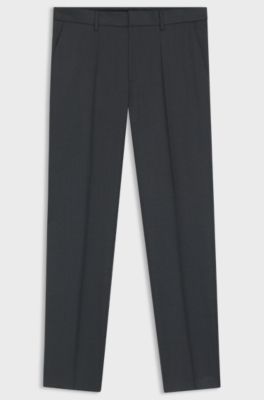 Regular-fit broek van scheerwollen sergestof, Donkergrijs