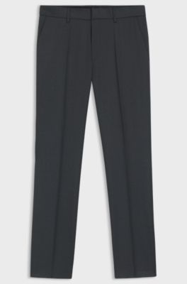 BOSS ONE Pantaloni regular fit in serge di lana vergine, Grigio scuro