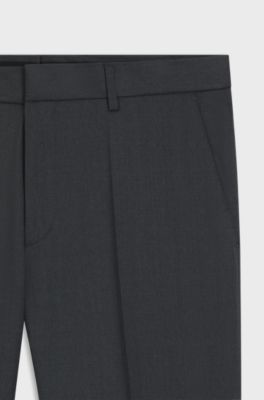 BOSS ONE Regular-fit trousers in virgin-wool serge, Dark Grey