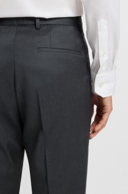 Regular-fit trousers in virgin-wool serge, Dark Grey
