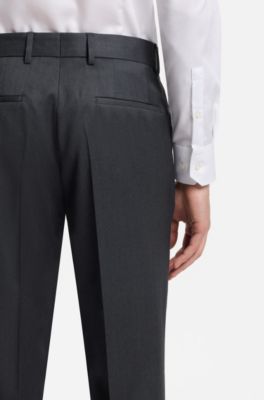 BOSS ONE Regular-fit trousers in virgin-wool serge, Dark Grey