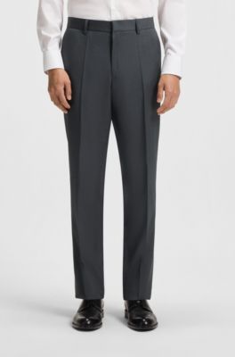 Pantaloni regular fit in serge di lana vergine, Grigio scuro