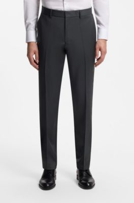 BOSS ONE Regular-fit trousers in virgin-wool serge, Dark Grey