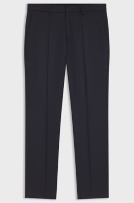 BOSS ONE Regular-fit trousers in virgin-wool serge, Dark Blue