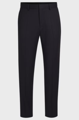 BOSS ONE Regular-fit trousers in virgin-wool serge, Dark Blue