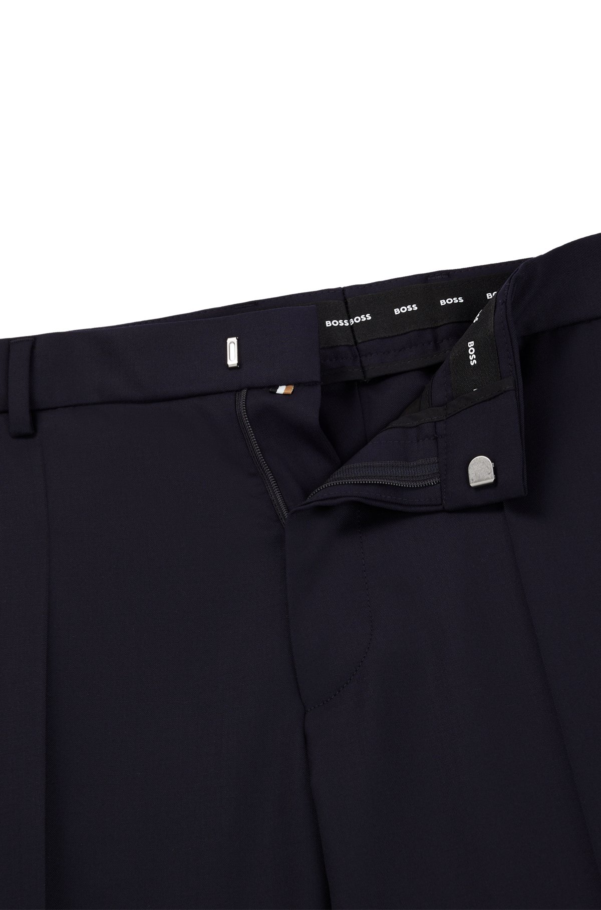 Regular-fit trousers in virgin-wool serge, Dark Blue