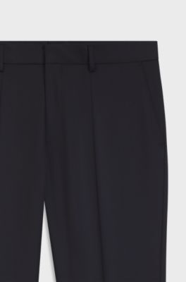 Regular-fit trousers in virgin-wool serge, Dark Blue