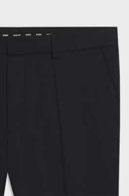 BOSS ONE Regular-fit trousers in virgin-wool serge, Dark Blue