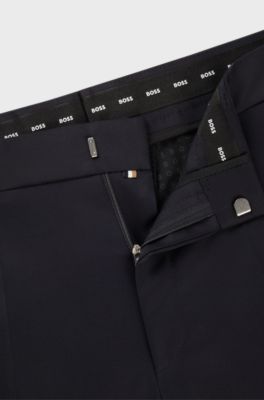 BOSS ONE Regular-fit trousers in virgin-wool serge, Dark Blue