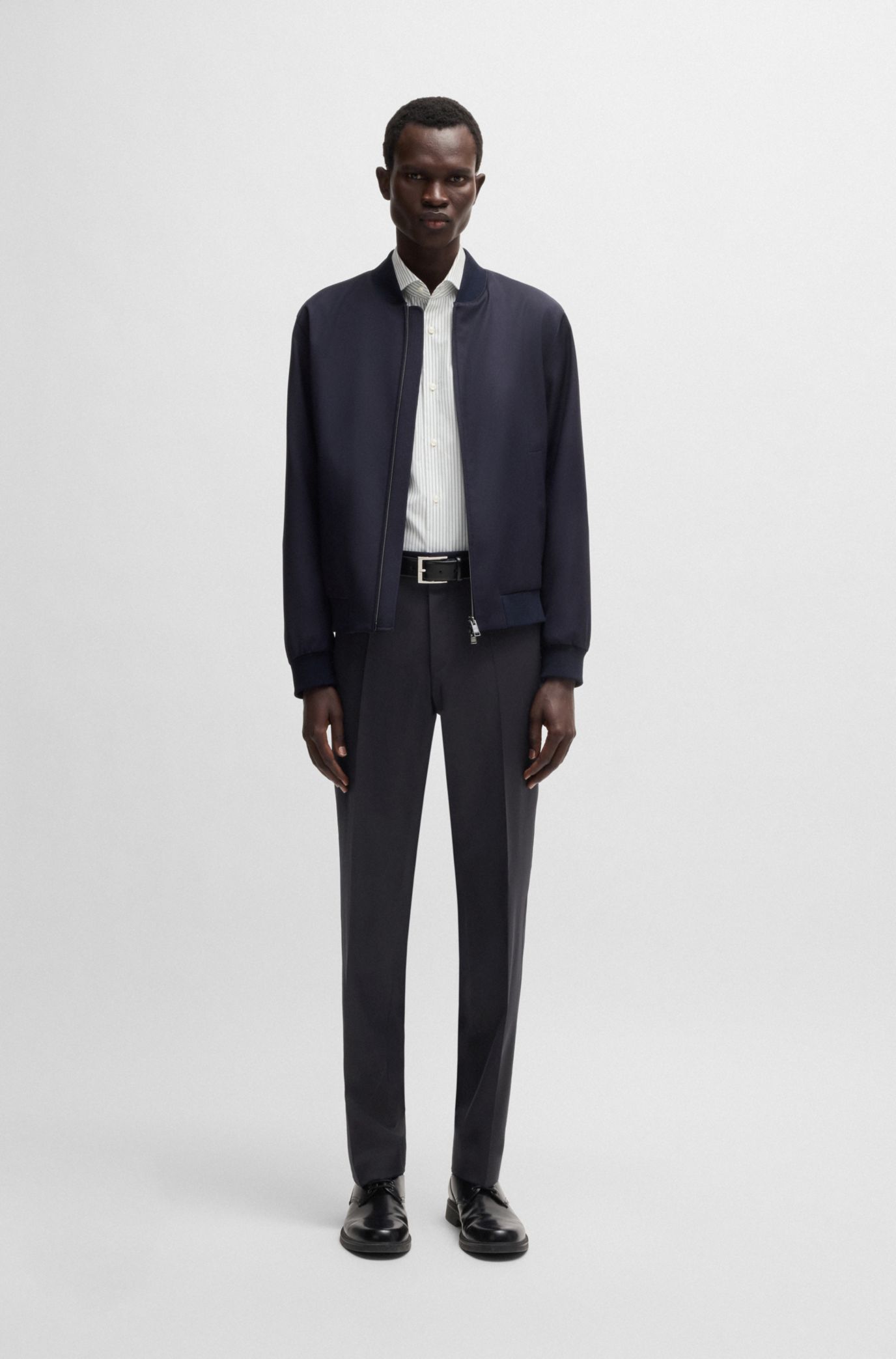 Regular-fit trousers in virgin-wool serge