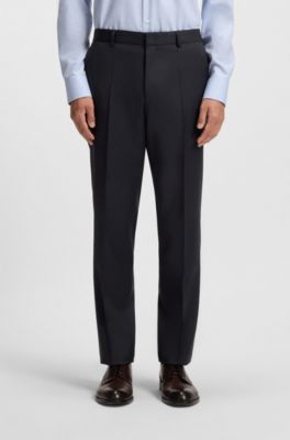 Regular-fit trousers in virgin-wool serge, Dark Blue