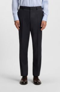 Pantalon Regular en sergé de laine vierge, Bleu foncé