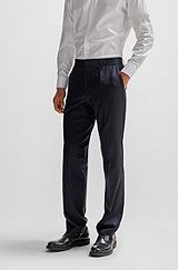 Pantaloni regular fit in serge di lana vergine, Blu scuro