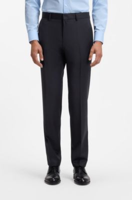 BOSS ONE Pantaloni regular fit in serge di lana vergine, Blu scuro