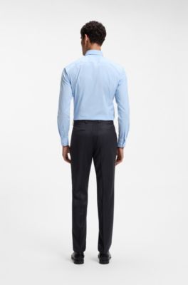BOSS ONE Regular-fit trousers in virgin-wool serge, Dark Blue
