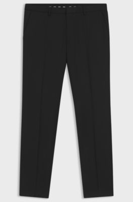 BOSS ONE Extra-slim-fit trousers in virgin-wool serge, Black