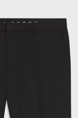 BOSS ONE Extra-slim-fit trousers in virgin-wool serge, Black