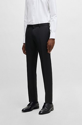 Extra-slim-fit trousers in virgin-wool serge, Black