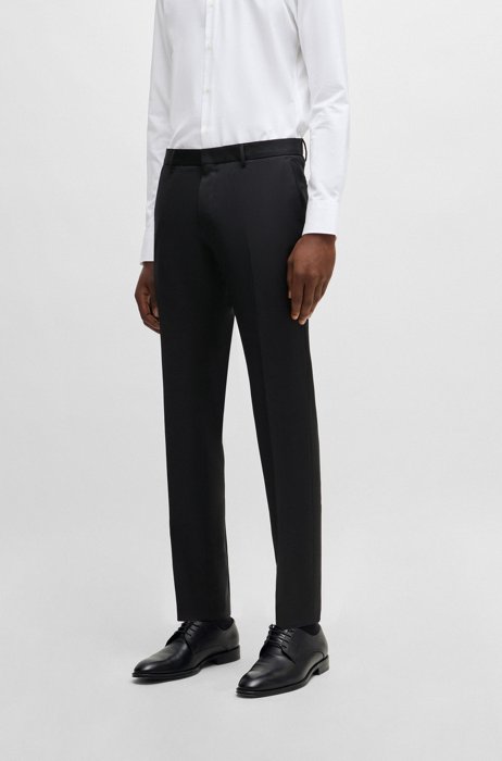 Pantalones formales de sarga de lana virgen, Negro