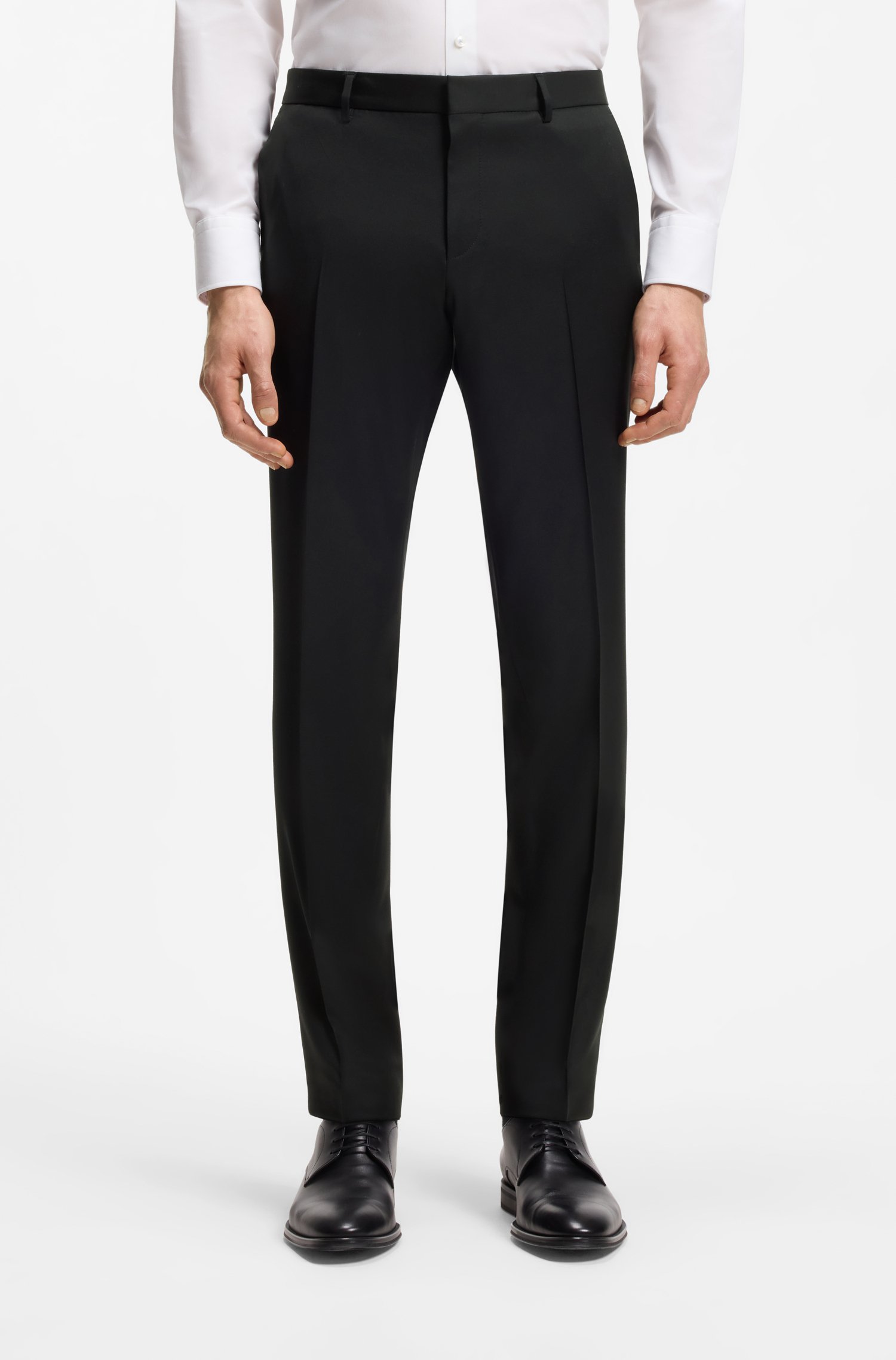 Boss ONE Extra-slim-fit trousers in virgin-wool serge byxor herr