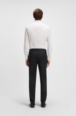 Extra-slim-fit trousers in virgin-wool serge, Black