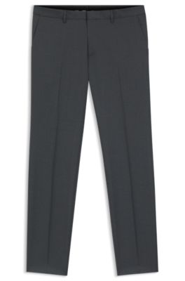 Extra-slim-fit trousers in virgin-wool serge, Dark Grey