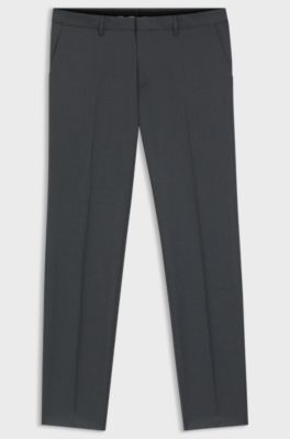 BOSS ONE Extra-slim-fit trousers in virgin-wool serge, Dark Grey