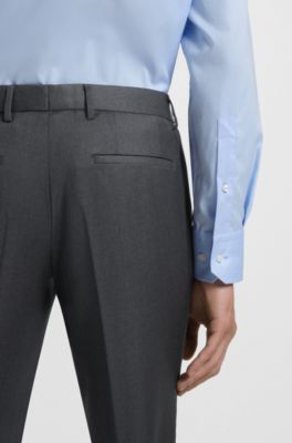 Extra-slim-fit trousers in virgin-wool serge, Dark Grey