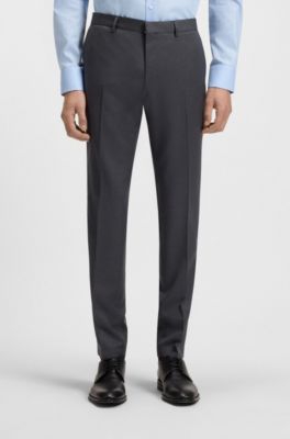 Extra-slim-fit trousers in virgin-wool serge, Dark Grey
