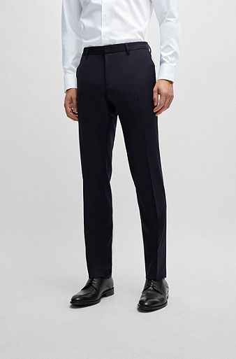 Extra-slim-fit trousers in virgin-wool serge, Dark Blue