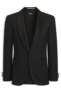 BOSS ONE Regular-fit tuxedo jacket in virgin-wool serge