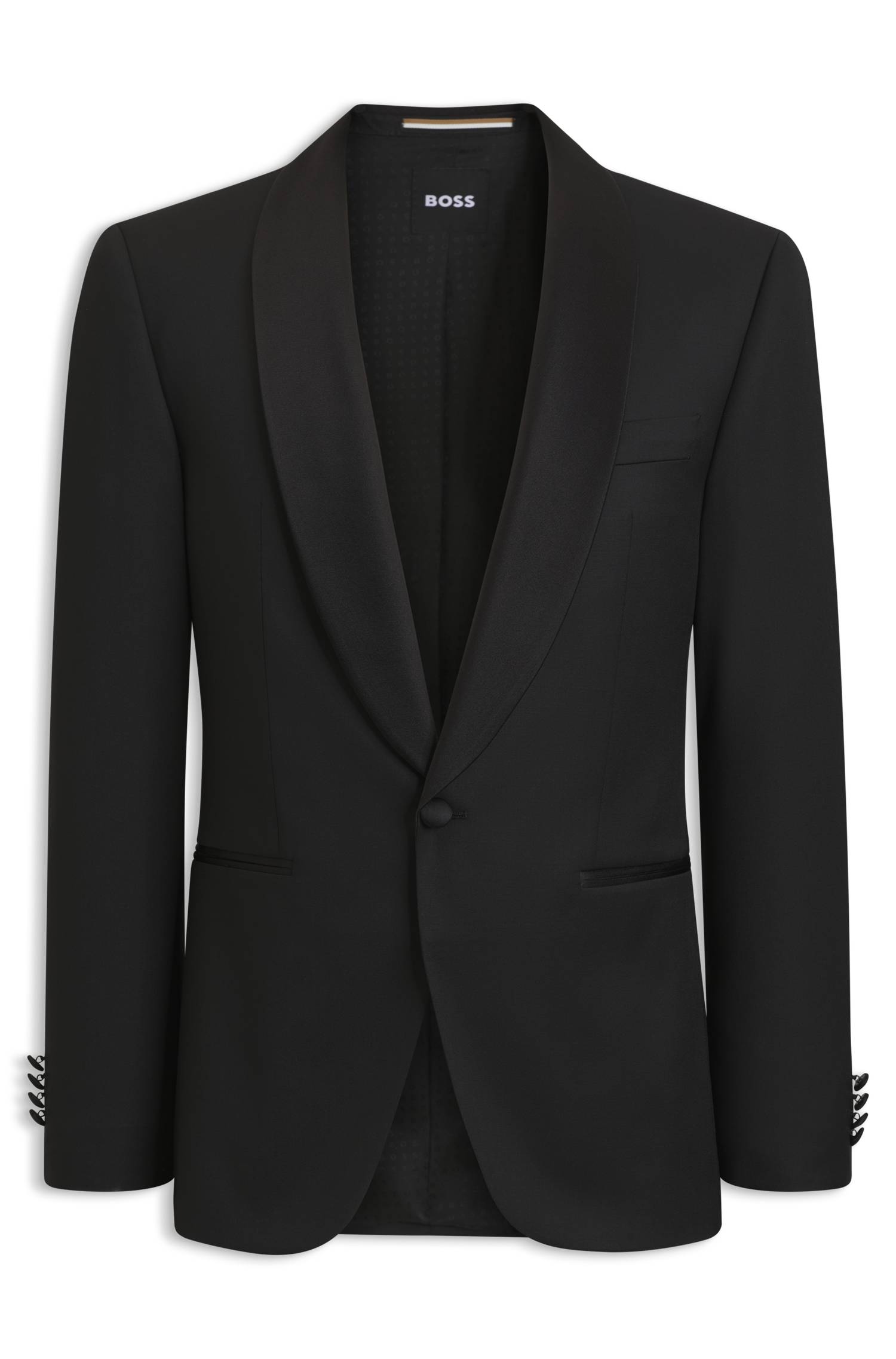 Boss ONE Regular-fit tuxedo jacket in virgin-wool serge jackor herr – bild 4