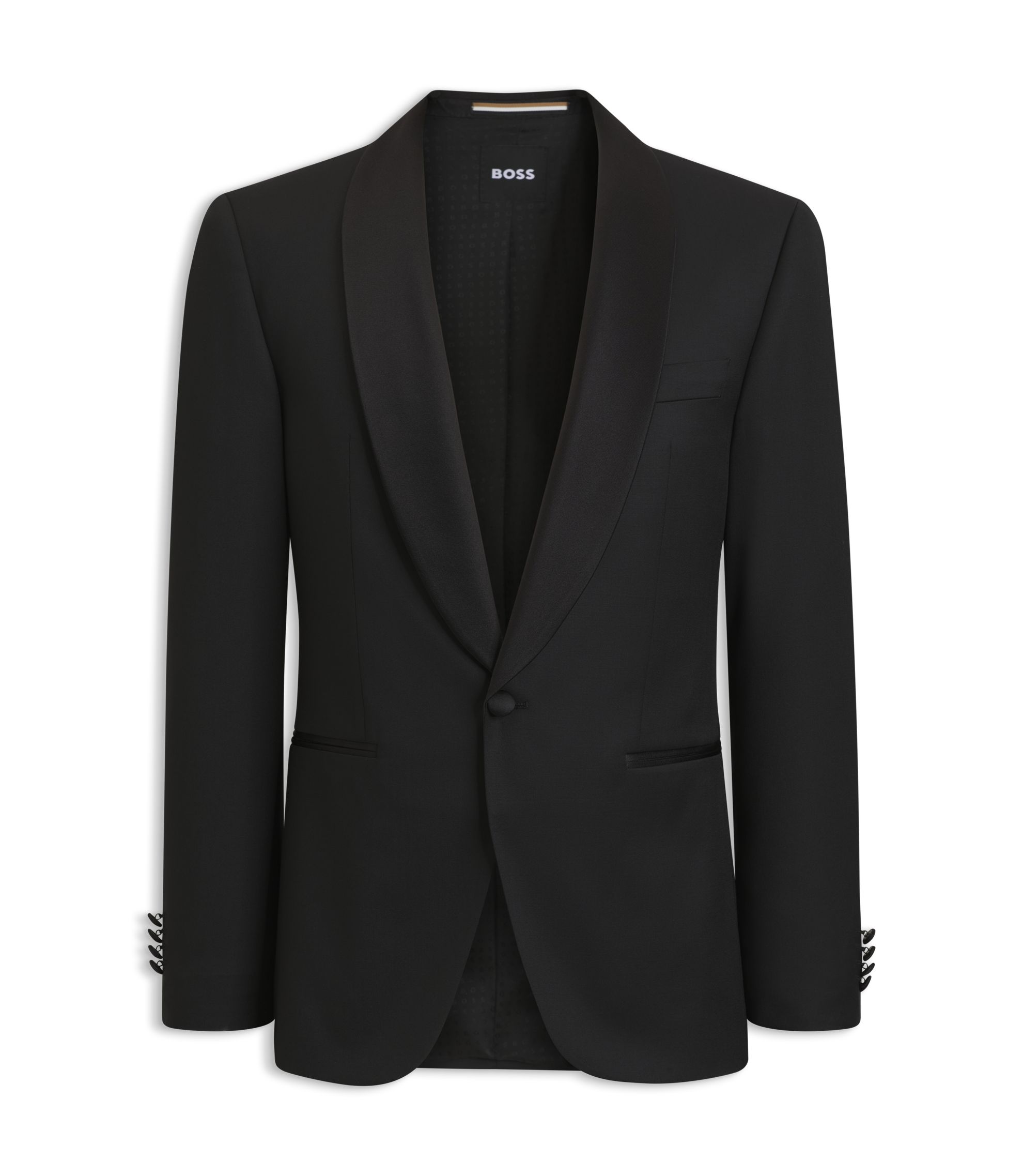 HUGO BOSS ブラックスーツ BOSS - BOSS ONE Regular-fit tuxedo jacket in virgin-wool serge - Black
