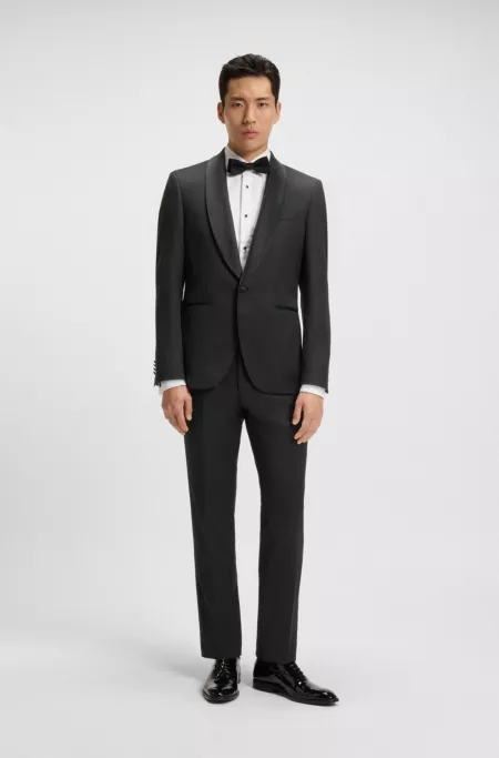 Regular-fit tuxedo jacket in virgin-wool serge