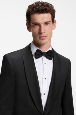 BOSS ONE Regular-fit tuxedo jacket in virgin-wool serge, Black