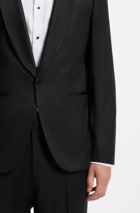 BOSS ONE Regular-fit tuxedo jacket in virgin-wool serge