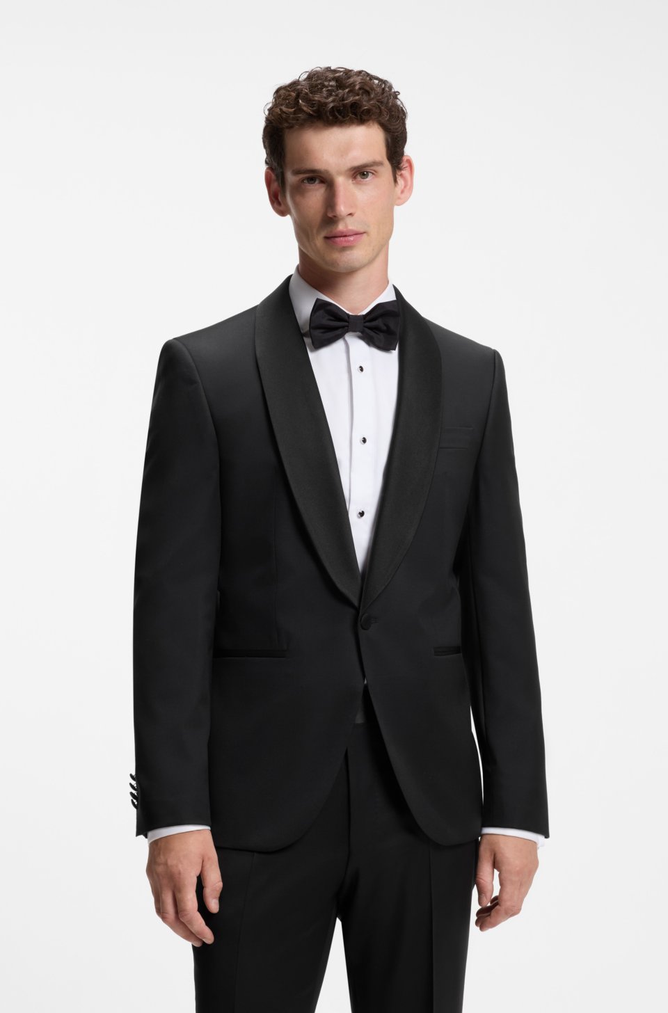 ONE Regular-fit tuxedo jacket in virgin-wool serge