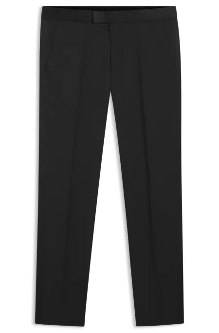 BOSS ONE Slim-fit tuxedo trousers in virgin-wool serge