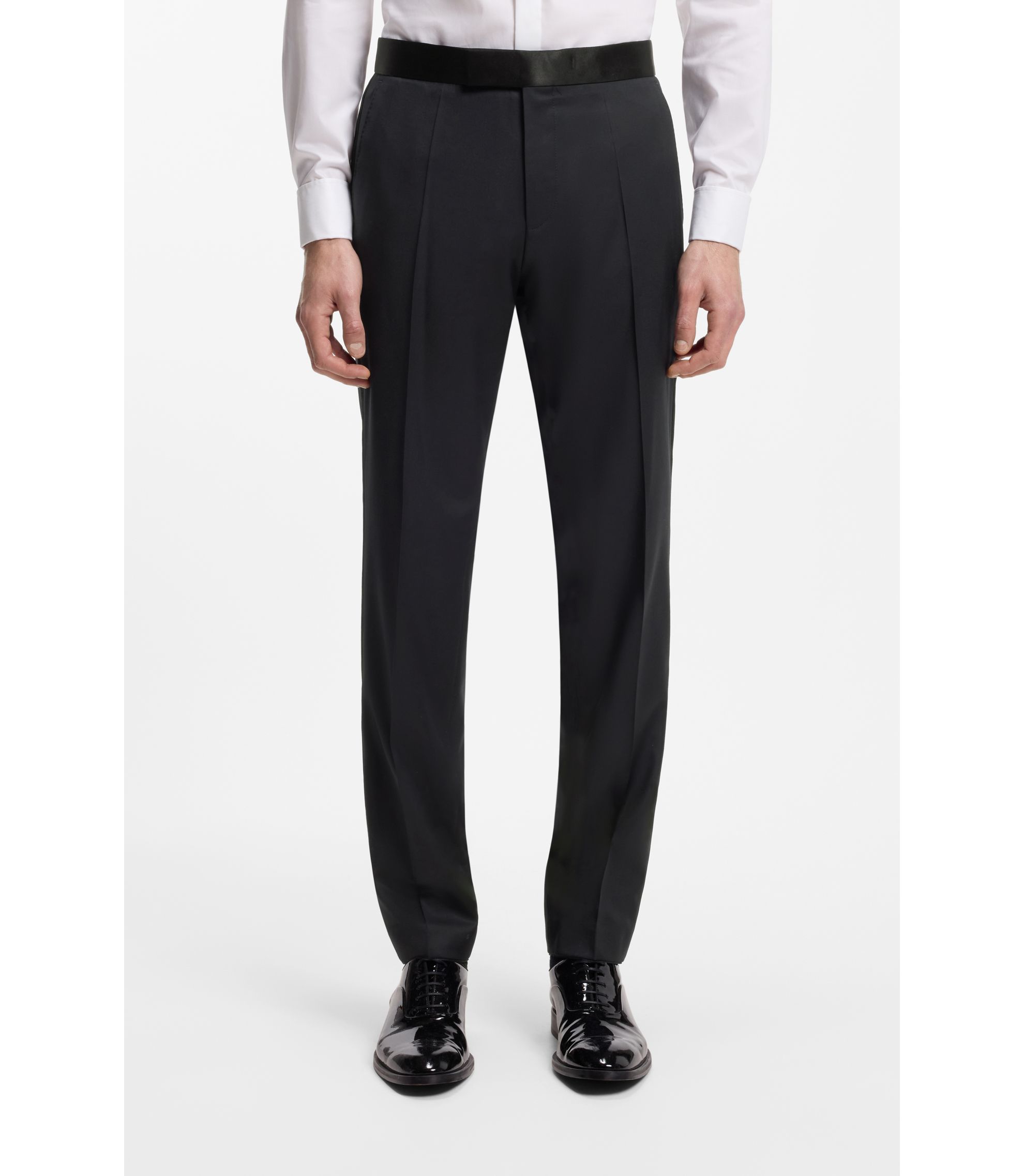 BOSS - スリムフィット タキシードパンツ バージンウールサージ