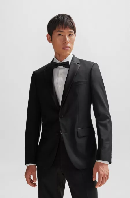 Slim-fit tuxedo jacket in virgin-wool serge