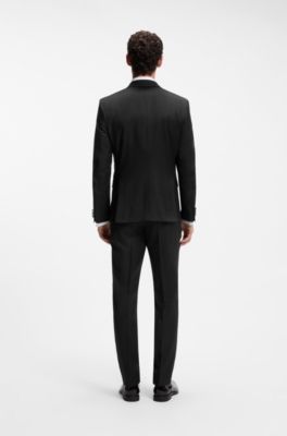 BOSS ONE Slim-fit tuxedo jacket in virgin-wool serge, Black