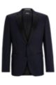 Slim-fit tuxedo jacket in virgin-wool serge, Dark Blue