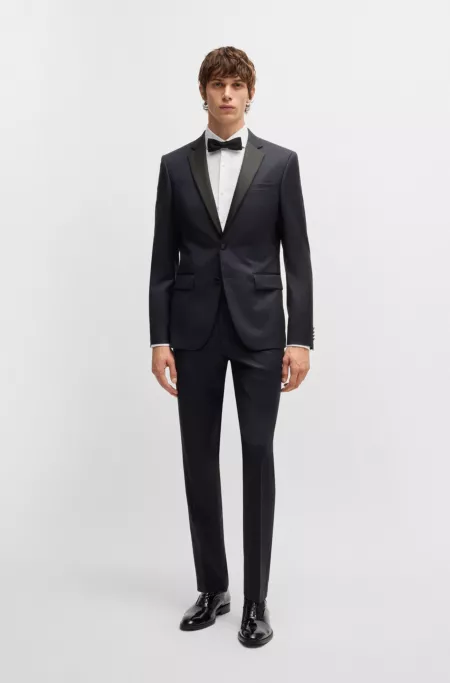 Slim-fit tuxedo jacket in virgin-wool serge