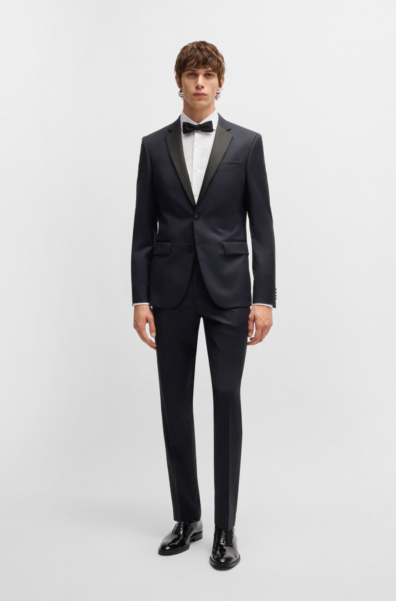 Slim-fit tuxedo jacket in virgin-wool serge