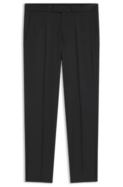 BOSS ONE Regular-fit tuxedo trousers in virgin-wool serge